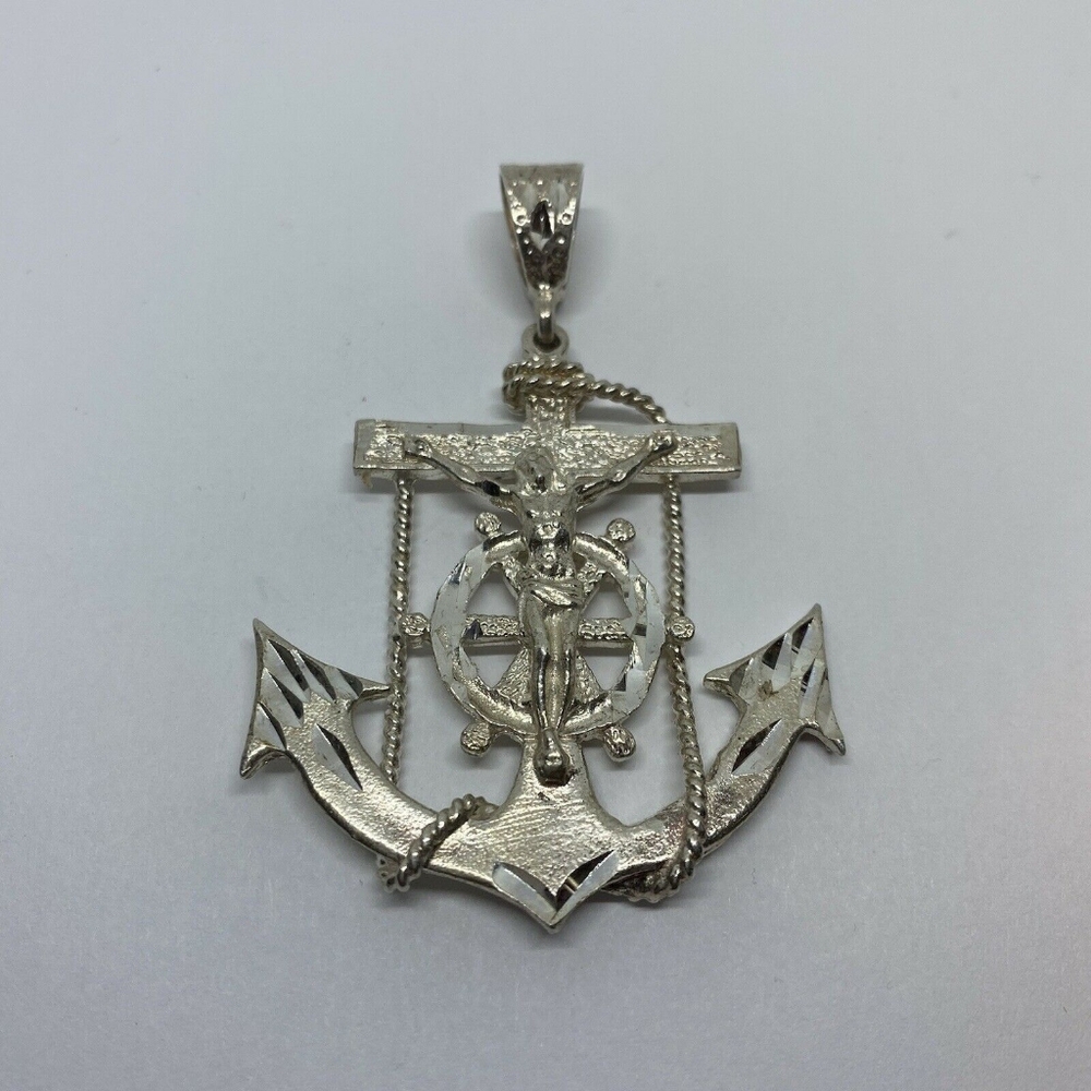 Sterling Silver Mariner's Crucifix Pendant Large